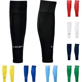 Lion Sportswear Soccer Sock Leg Sleeves To Accompany Grip Socks - Fits Over Calf/Shin Guards - Variety Of Colours To Match Your Team Kit (Black)
