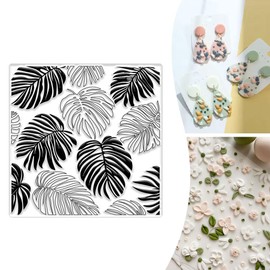 beinkmake Monstera Turtle Polymer Clay Texture Sheet Silicone Texture Stamp Sheets Plant Leaf Clear Texture Mat Modeling Pattern Pad Reusable for Scrapbooking Clay Pottery Earrings Jewelry Making