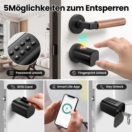 AVATTO Smart Door Lock with Fingerprint and Password for 60-90 mm Doors, Lock Cylinder Length is Adjustable, with Key, IC Card, Supports Smart Life App Remote Control