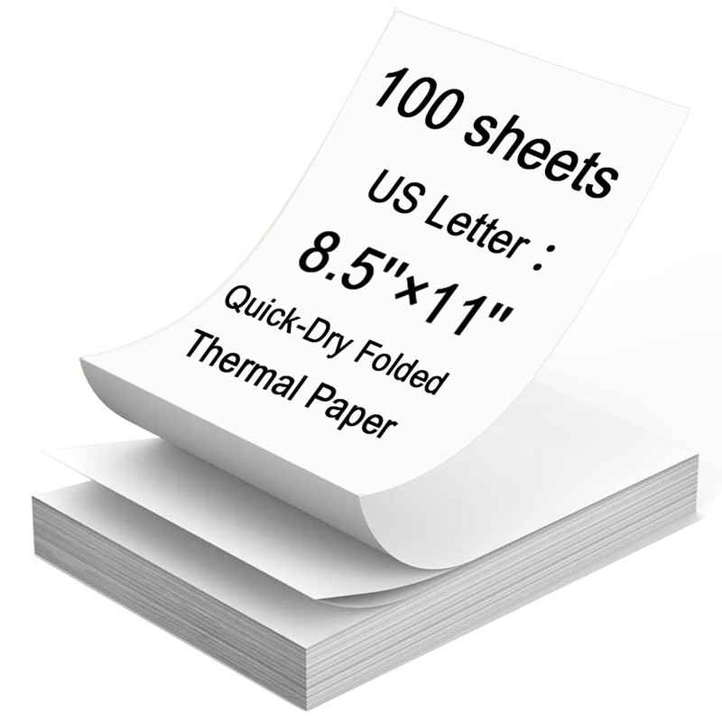 Thermal Printer Paper 8.5 x 11 Inch, 100 Sheets US