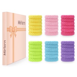 Mirlern 36 Pcs Soft Seamless Hair Ties, Elastic Hair Ties No Damage for Women & Girls, Ponytail Holders Hair Bands Accessories, Strong Hold Hair Scrunchies for Thin Curly Thick Hair (Multicolor)
