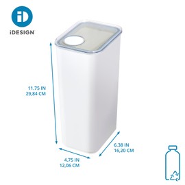 iDesign Recycled Plastic XL Dry Goods Kitchen Canister with Airtight Lid – 6.34" L x 4.79” W x 11.68” H, White