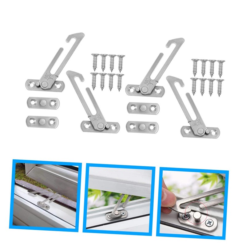 UKCOCO 2sets Window Security Lock Opening Angle Safety Restrictor for