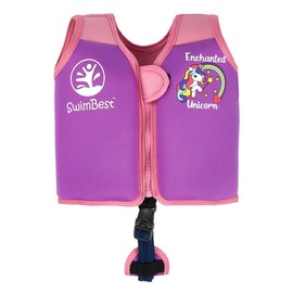 SwimBest Schwimmweste - Schwimmjacke/Auftriebshilfe mit Sicherheitsgurt und herausnehmbaren Schwimmkörpern (Enchanted Unicorn, L (19-30kgs))