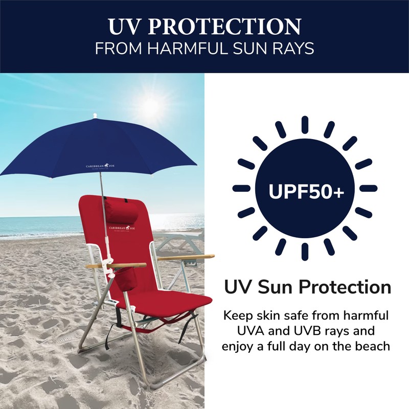 Caribbean Joe Clamp On Umbrella for Beach Chair, Adjustable and