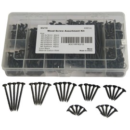 IEUYO Kit surtido de tornillos para madera de yeso con cabeza plana Phillips Drive acabado de óxido negro para madera de yeso (#6) M3.5x16/20/25/30/35/40/50, 400 piezas/7tamaños