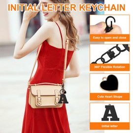 Initial Letter Keychain Gifts for Women Wife Girlfriend Daughter Letter A-Z Keyring Heart Initial Keychain Graduation Birthday Gift Alphabet Initials Keyring for Purse Backpacks Handbags (Letter A)