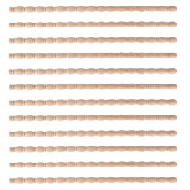 12pcs Unfinished Wood Trim, 15.75x0.79x0.2in 3D Decorative Wood Trim Molding for DIY Mirror Cabinet Window Door Wall Wooden Bobbin Home Decoration (Single Gourd Style)