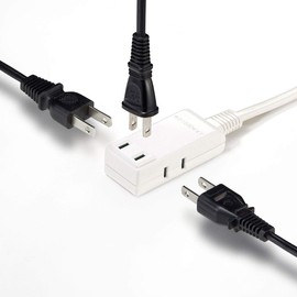 Sanwa Supply TAP-M702W Micro Tap 3-gang 0.2m Folding Swing Plug White