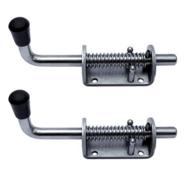 TCH Hardware 2 Pack Stainless Steel Heavy Duty Barrel Bolt Lock - Spring Loaded Latch Locking 6.5 Inch x 0.5 Rod with Grip - Gate Shed Door Tailgate Trailer Garage