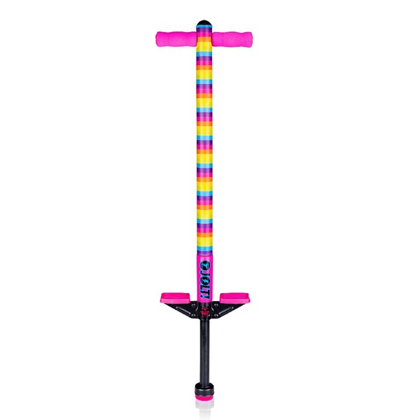 Flybar Pogo Stick for Kids, 40 to 80 Pounds, Perfect for Beginners, Easy Grip Foam Handles, Anti-Slip Foot Pegs, Outdoor Toys for Boys, Jumper Toys for Girls, Outside Toys for Kids (Jolt, Rainbow)