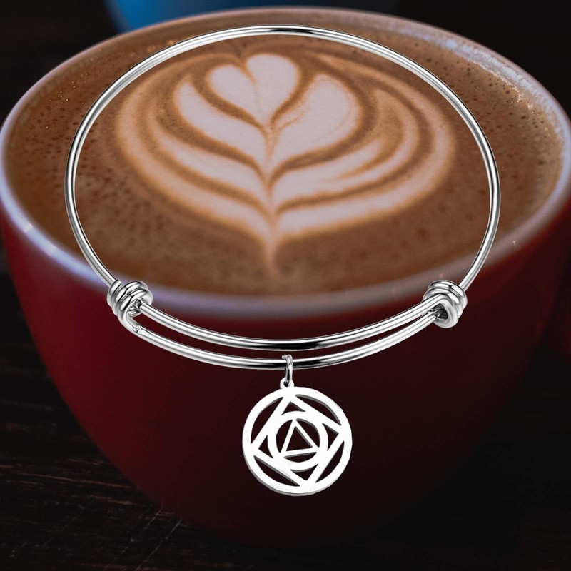 Detailed AA & NA Anonymous Dual Charm Bracelet 12 Steps