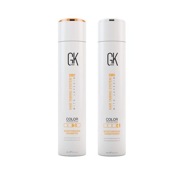 Global Keratin GKhair Moisturizing Shampoo and Conditioner Set (300ml/10.1oz) for Color Treated Hair Sulfate Paraben Free Organic Formula For Daily Use Cleansing Duo For Dry to Normal Strands Unisex