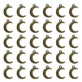 PPhtony Moon Charms Small Metal Vintage Pendant Charm Bead for Bracelet Earring Necklace Keychain Jewelry Making Cards Tags Crafting Decoration Supplies, 30PCS (Bronze)