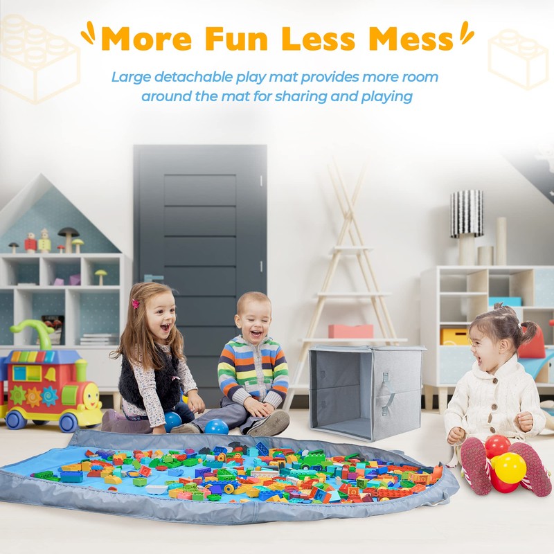 SAM AND MABEL Toy Storage Organizer with Play Mat –