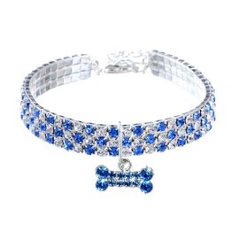 RayMinsino Pet Collar with Diamonds, Adjustable Crystal Diamond Elastic Bone Pendant Wedding Cat and Dog Small Pet Necklace Jewelry