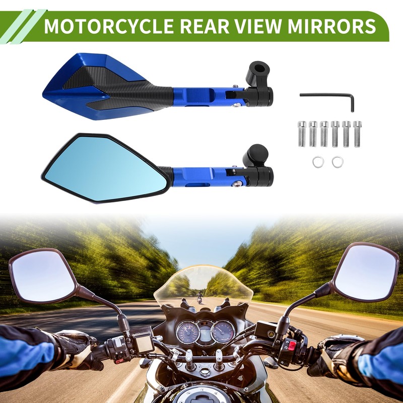 HOPESPANNER Universal Motorcycle Rear View Mirrors Adjustable Bar End Side