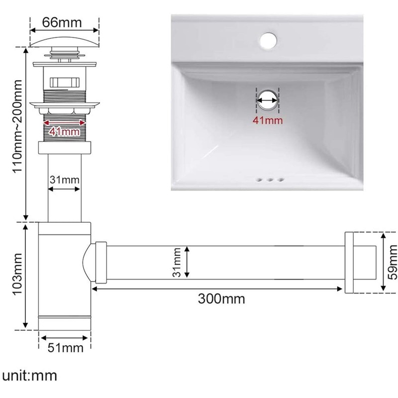 Miraga Bathroom Sink Stopper P-Trap Complete Set Adjustable 1-1/4 Sink