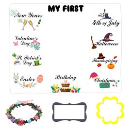 LYLYCTY Baby Memory Blanket, My First Easter Newborn Monthly Baby Blanket Baby Christmas Thanksgiving Growth Chart Age Blanket Unisex Baby Swaddle Blanket Milestone Blanket 48x40 Inches BTLSLY516