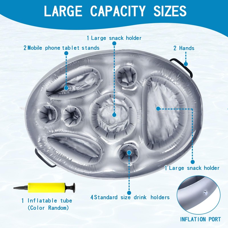 MTINRNI Pool Drink Holder, Inflatable Drink Holder with 8 Holes,