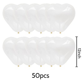 Heart Balloons White Pack of 50 Heart Balloons 12 Inch Balloons with Heart Shape for Wedding Decoration White Wedding Balloons for Wedding Party, Anniversary, Marriage Proposal Party Jewellery, JGA