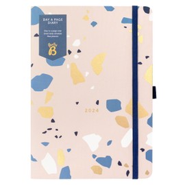 Busy B - January to December 2024 Day Per Page Diary - Terrazzo - A5 Daily Planner with Lined Pages, Notes and Year Planner