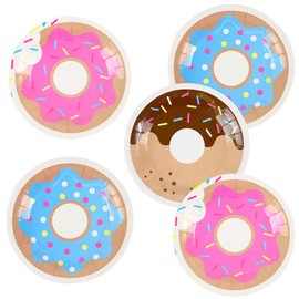 Pandecor Donut Party Supplies 50 Pcs 7 Inch Disposable Paper Dessert Plates for Donut Party