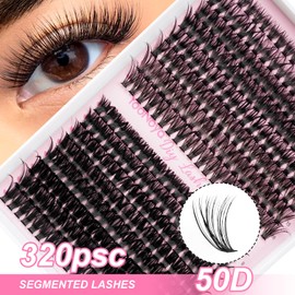 YOONOYA Lash Clusters 320 Pcs 9-16 mm Individual Lashes 50D + 60D Cluster Eyelash Extensions D Curl Eyelash Clusters Lash Extensions Natural Look for DIY at Home (50D+60D, 9-16mm)