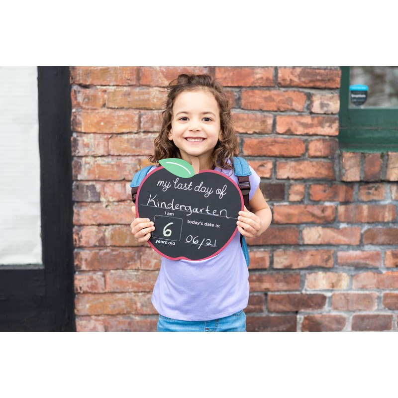 Pearhead First and Last Day of School Chalkboard, Reusable Apple-Shaped