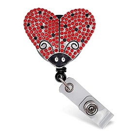 Outside the Box Sparkle and Shine Novelty Retractable Badge Reel ID Holder (Ladybug Heart)