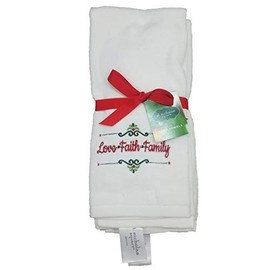 St. Nicholas quadratisches Set mit 2 weihnachtlichen Monogrammed Küchen-Handtücher (Love Faith Family)