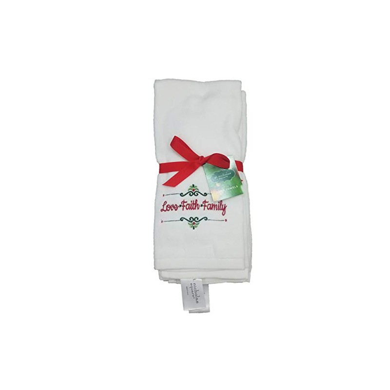 St. Nicholas quadratisches Set mit 2 weihnachtlichen Monogrammed Küchen-Handtücher (Love