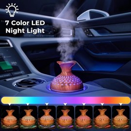 Humedificador, Humidificador de Aire 300ml, Ideal para Dormitorio o Oficina, 2 Modos de Humidificacin Silenciosa, Diseo Vaso de Madera con Flor,...   