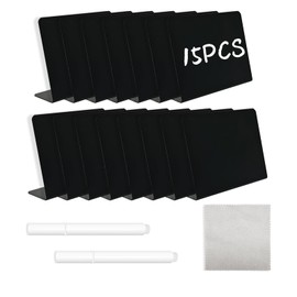 15 Pcs 4"x3" Mini Chalkboard Signs-Small Food Labels, Reserved Table Signs for Buffet, Birthdays, Bakery, Weddings Table Numbers, Place Cards, Name Tag- Include 2 Liquid Chalk Markers and 1 Rag