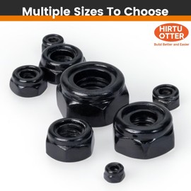 M3, Nylon Insert Hex Lock Nuts, 304 Stainless Steel, Black Finish, Coarse Thread, Machinery, Automotive, Outdoor, Wooden Furniture, 50 PCS