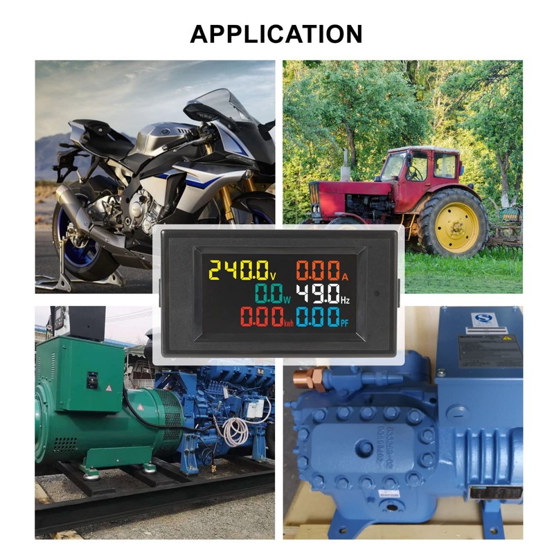 Taikemeti Electric Power Detector Multi-function Meter (AC 40-300V 100A) LCD