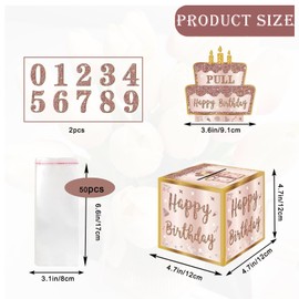 Happy Birthday Money Box for Cash Gift,Pink Pull Money Gift Box with DIY Stickers for Any Age,Boy Girls Birthday Cash-Present,Money Box Cash Gift Pull out Surprise,Money Pulling Box for Her Him