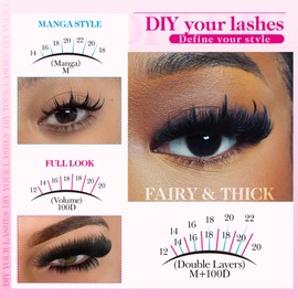 Lash Clusters 100D Long 12-20mm Lash Spikes Eyelash Clusters Volume Individual Lashes DIY Spiky Lash Extension Mega Cluster Eyelash Extensions Mink Strips Lashes Thick by CORUSCATE