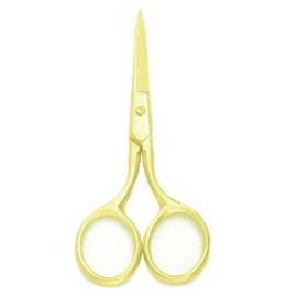 Motanar Multicolor Professional Grooming Scissors for Personal Care Facial Hair Removal and Ear Nose Eyebrow Trimming Stainless Steel Fine Straight Tip Scissors 3.9 Inch (Gold)