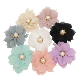 Libiline 16PCS Large 5CM(2") Chiffon Ribbon Flowers Bows Appliques Wedding Craft