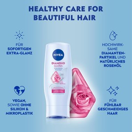 NIVEA Diamond Gloss Brilliance Conditioner, Nourishing Hair Conditioner with Diamond Particles and Rose Oil, Intensive Conditioner for Radiant Shine (200 ml)