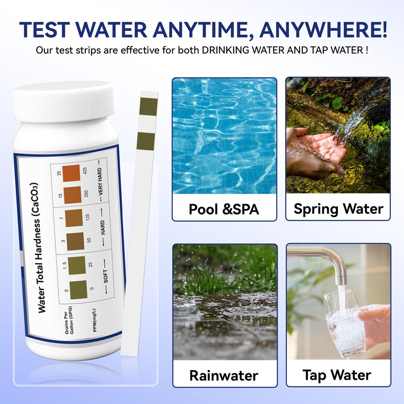 Water Hardness Test Kit,150 Strips-Double Color Pads,Hard Water Test Kit