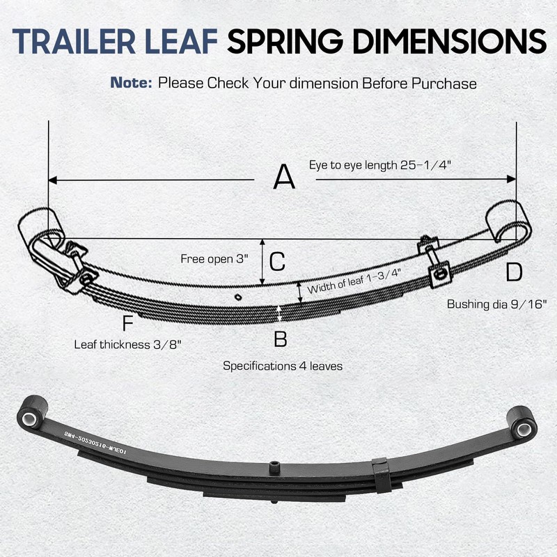 Trailer Leaf Spring, 4 Leaf 2500lb Double Eye Leaf Springs