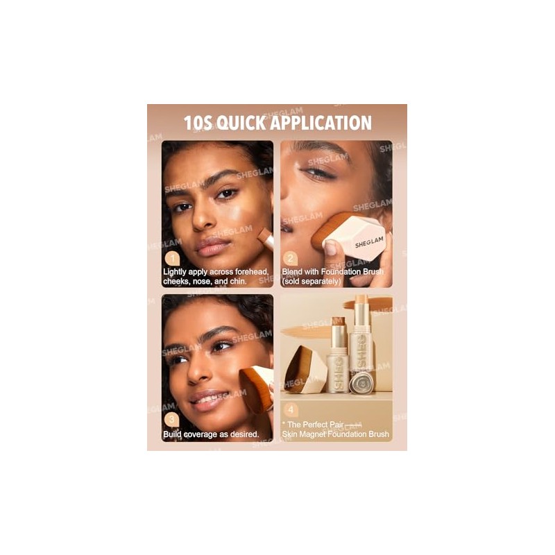 Sheglam Base Maquillaje Barra Alta Cobertura Skin Magnet Larga Duración