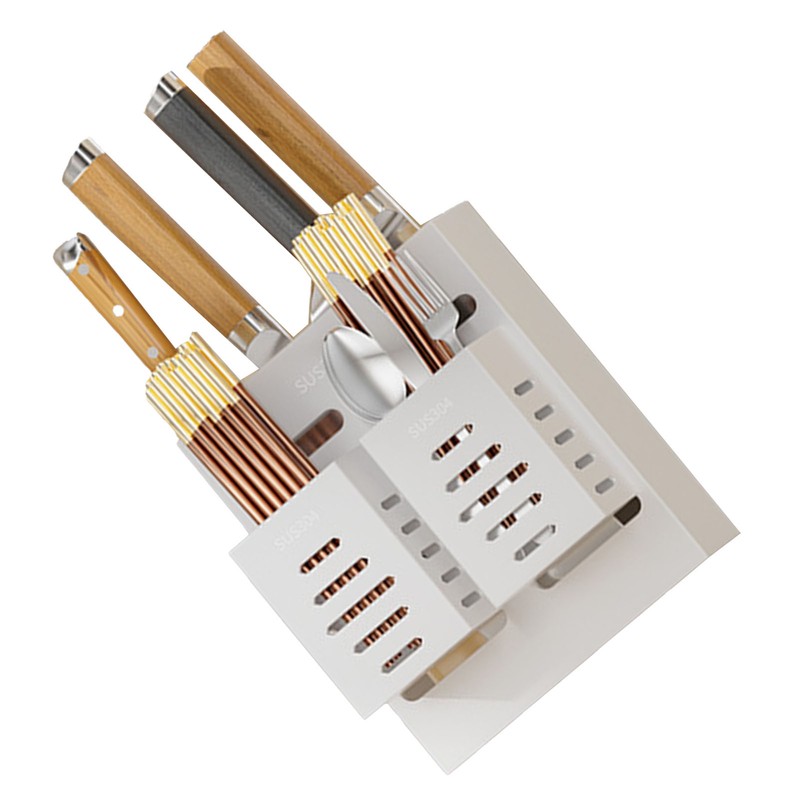 Utensil Holder Stainless Steel Wall Mount Chopstick Draining Storage Shelf