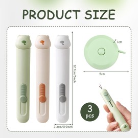 2 in 1 Needle Threader Seam Ripper 3 PCS, Retractable Needle Threaders, Portable Seam Ripper Tool with Measuring Tape, Quick Unpick for Hand Sewing and Removal.