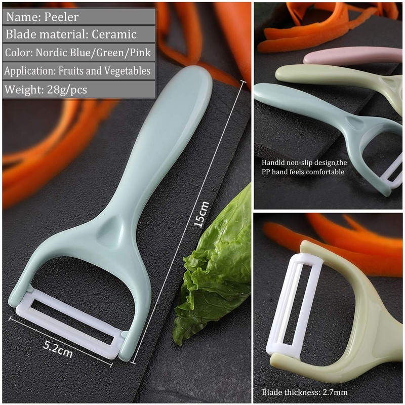 BITEFU Set of 6 Colourful Peelers, Ceramic Peelers for Vegetables,