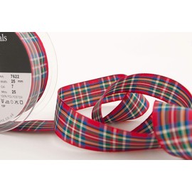 Berisfords 7622/25/07 25mm x 25m Reel of Royal Stewart Tartan Ribbon