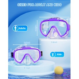 Norabidea Swim Goggles Adult Kids, Anti Fog Swimming Goggles with Nose Cover ,No Leaking Clear Snorkel Dive Mask 180 Wide View Men Women Youth Boys Girls