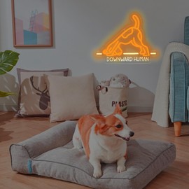 Yoga Neon Sign for Spa,Zen Wall Decor, Yellow Dog LED Neon Light for Pet Grooming, Veterinary Clinics, Home Gyms, Living Rooms, Cafes,Neon Light Up Sign Birthday Gift for Dog Lovers